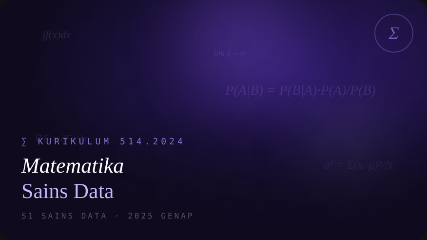 2025 Genap | Matematika Sains Data
